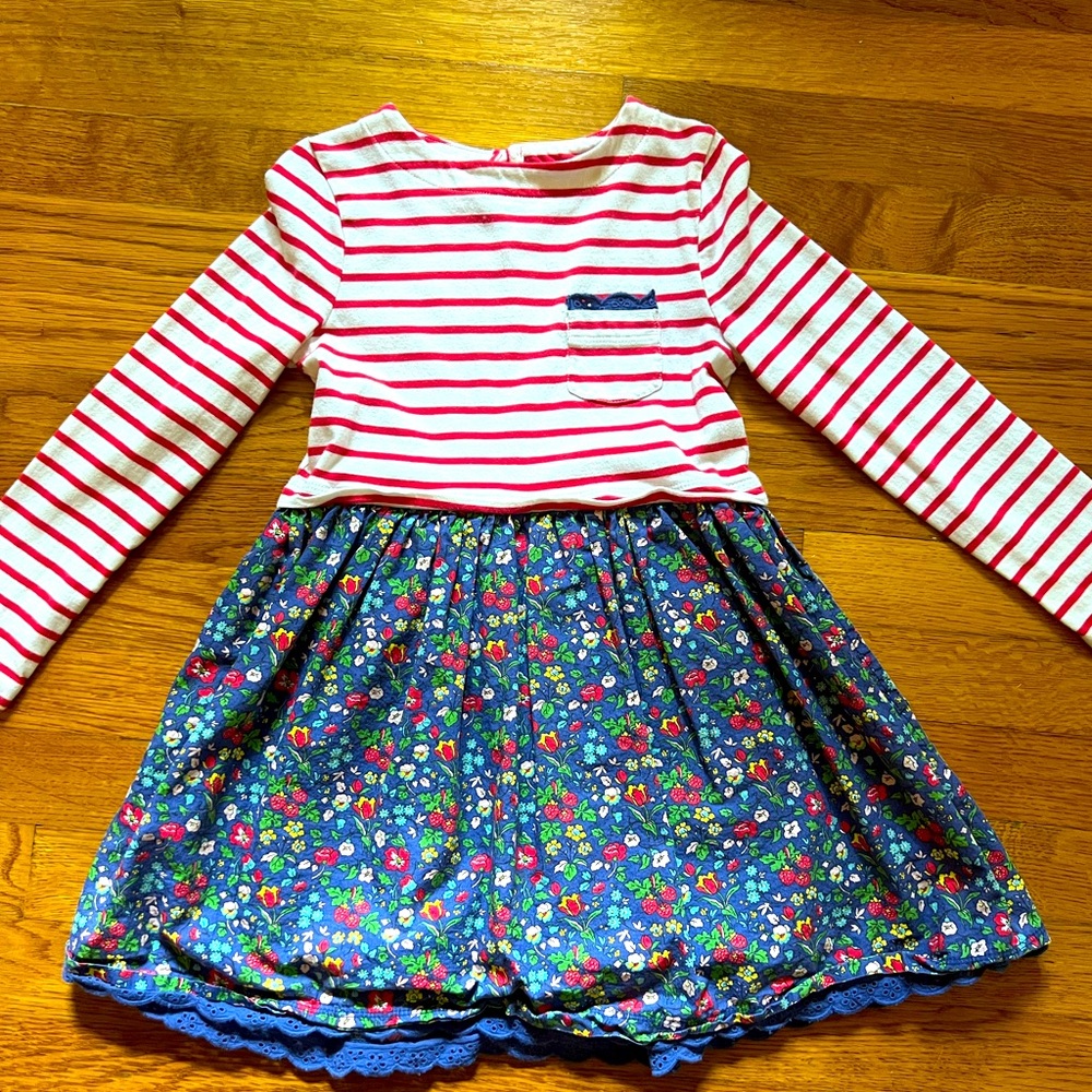 COPY - Boden girls 6-7 size flower & stripes dress